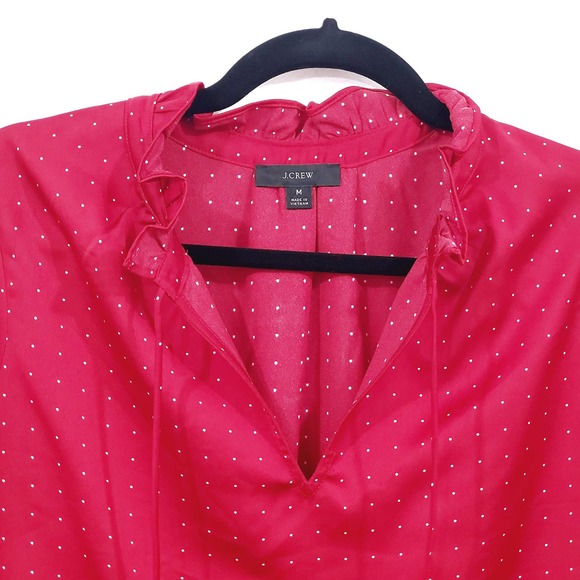J.Crew Drapey tie-neck ruffle top in microdot BC962 Women's Size M - Picture 3 of 8